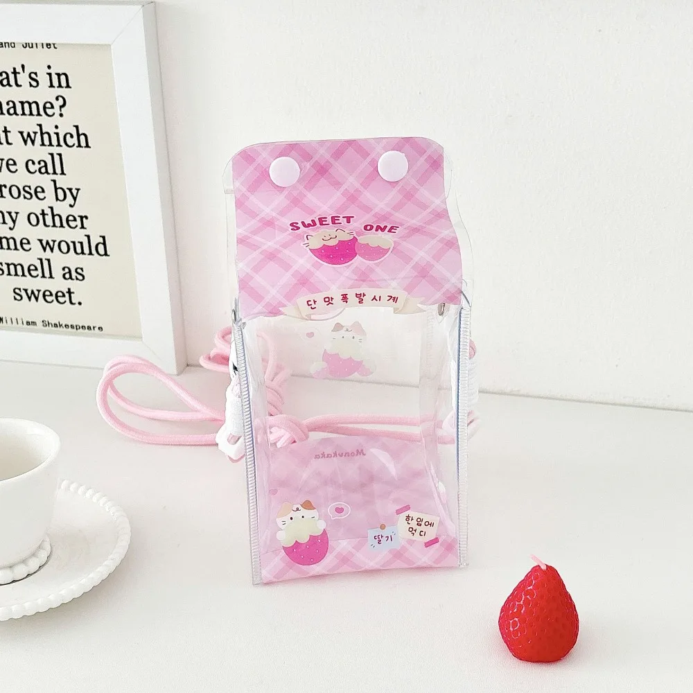 Badge Holder Cute Milk Display Bag With Lanyard Crossbody Carrying Case Zipper Cartoon Storage Bag Bag Decoration
