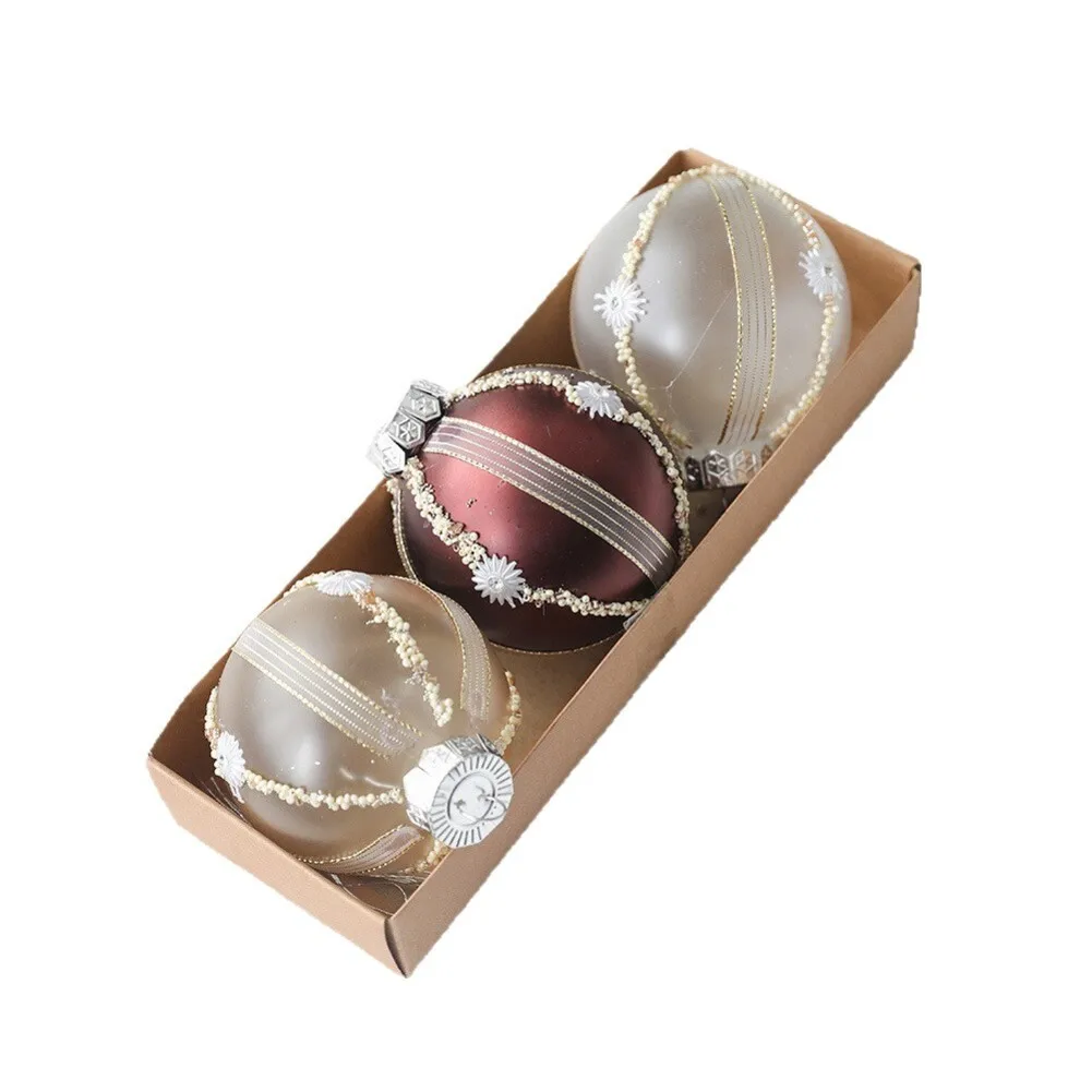 

Набор из 3 пластиковых рождественских шаров 8 см для елочных подвесных украшений, безопасных и небьющихся украшений для праздничного использования