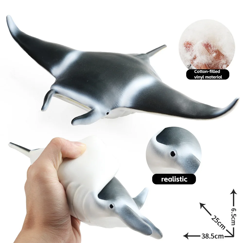 

Realistic Soft Vinyl Manta Ray Toy Lifelike Ocean Animal Model Squeezable Toy for Kids Educational Preschool Cognitive HG72