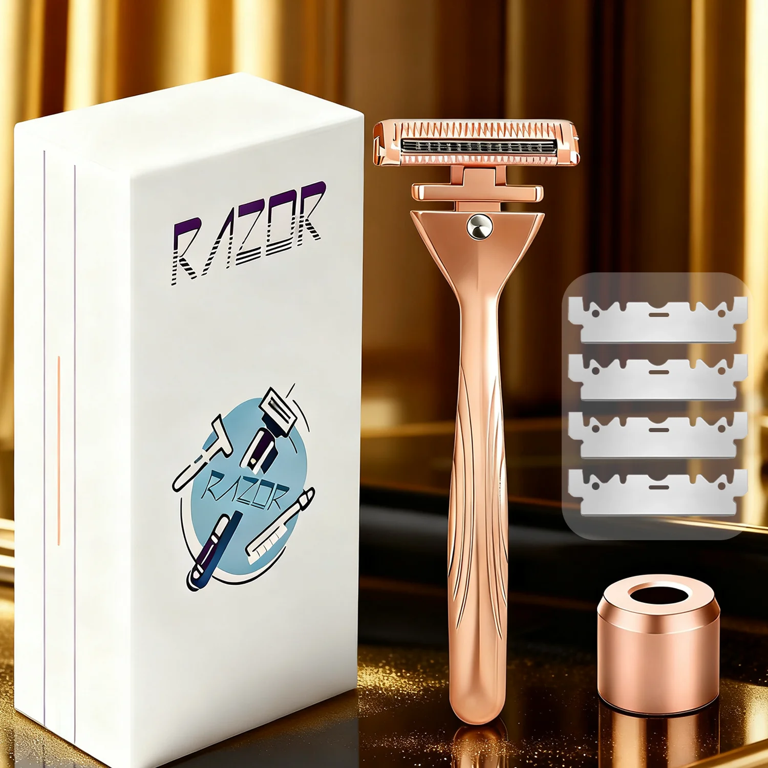 rzaclea-rasoio-di-sicurezza-a-mezza-lama-a-4-lame--rasatura-di-precisione-con-facilita-magnetica--set-regalo-di-lusso-ecologico-con-rasoio