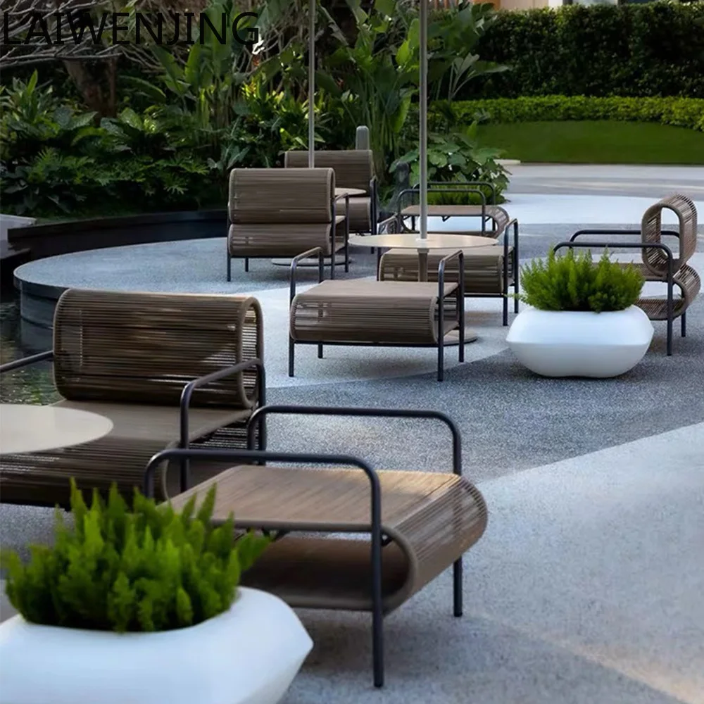 

SGF Outdoor Rattan Sofa Chair Single Coffee Table Sunscreen Sunscreen Leisure Furniture