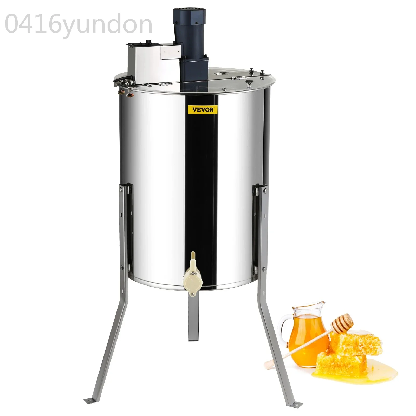 

VEVOR Electric Honey Extractor 4/8 Frame Stainless Steel Beekeeping Extraction Honeycomb Drum Spinner w/Transparent Lid Silver