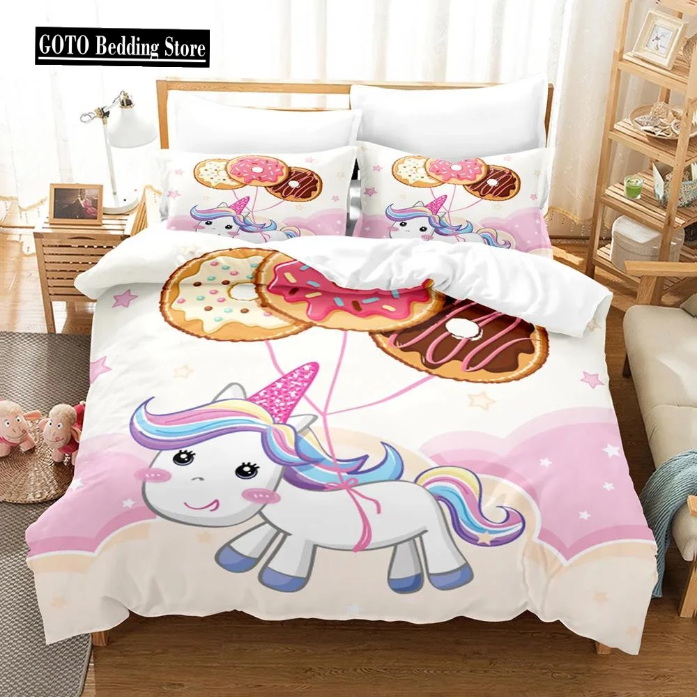 

dreamy Cartoon Cute Bedding Duvet Cover Set Full Size Comforter Sets Pink Princess Unicorn Home Bed Cover Set for Kid Bedclothes