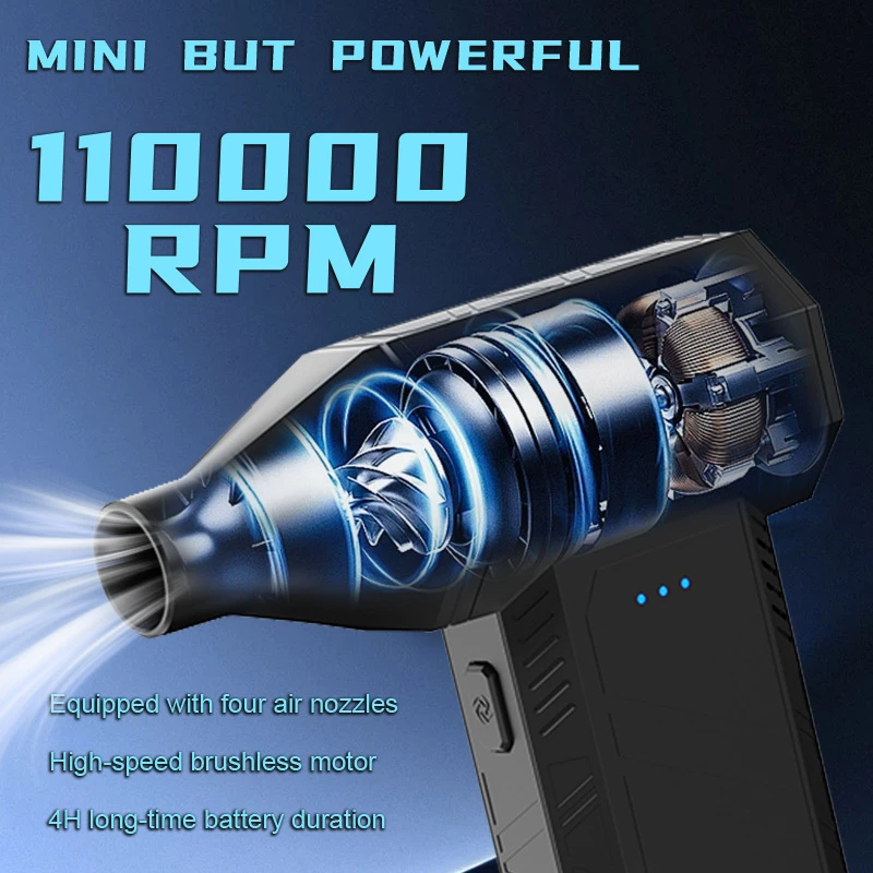 แบบพกพารุนแรงมือถือ Turbofan มอเตอร์ไร้แปรงฝุ่นอุตสาหกรรมเป่าน้ําเป่ากลางแจ้งสามความเร็วหมุน Turbofan