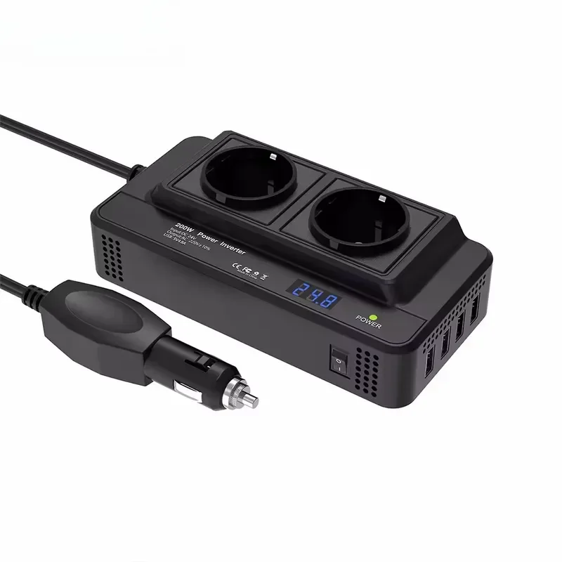 200W Vehicle Inverter DC12V 24V To 110V 220V Power Converter Fix Sine Wave Inverter