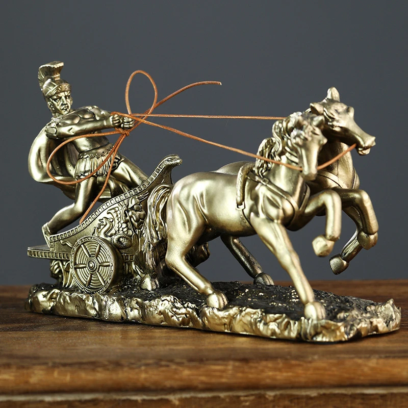 Art Craft Horse - Vintage Roman Chariot Sculpture Resin Handmade