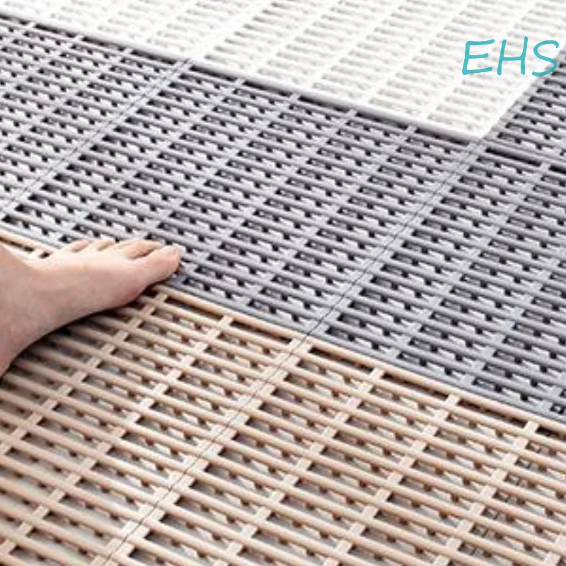 6pcs/set Non-Slip Rubber Floor Bathroom Drain Waterproof Floor Pad Bathing Mat Easy Cut Dishwasher Safe For Home​