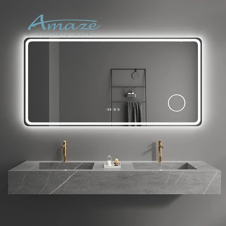 Custom Rectangle LED Smart Bathroom Mirror Wall Mounted for Hotel