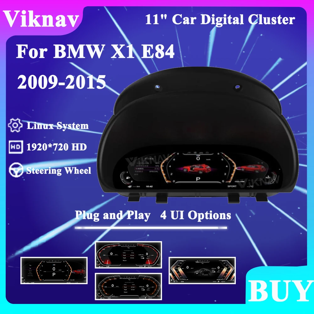 Viknav For BMW X1 E84 2009-2015 Upgrade Car Digital Instrument Cluster Virtual Gauge HD LCD Display Speedometer Dashboard Panel