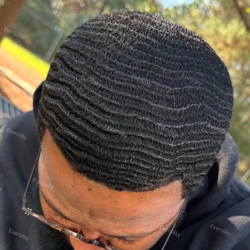 100% الشعر البشري 8 مللي متر 10 مللي متر 12 مللي متر 360 موجة عميقة الأمريكية الأفريقية رجالي الشعر المستعار غرامة أحادية NPU الاصطناعية الشعر الذكور شعر مستعار وحدة استبدال #2