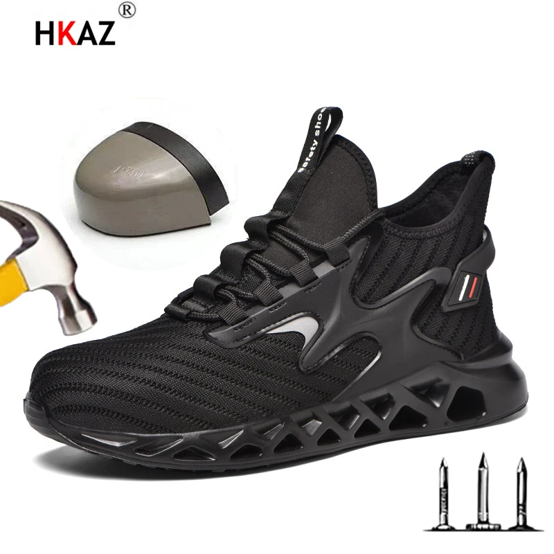 Men Sports Safety Shoes Anti-smash Work Shoes Steel Toe Boots Anti-puncture Lightweight Non-slip Men Shoes Protective