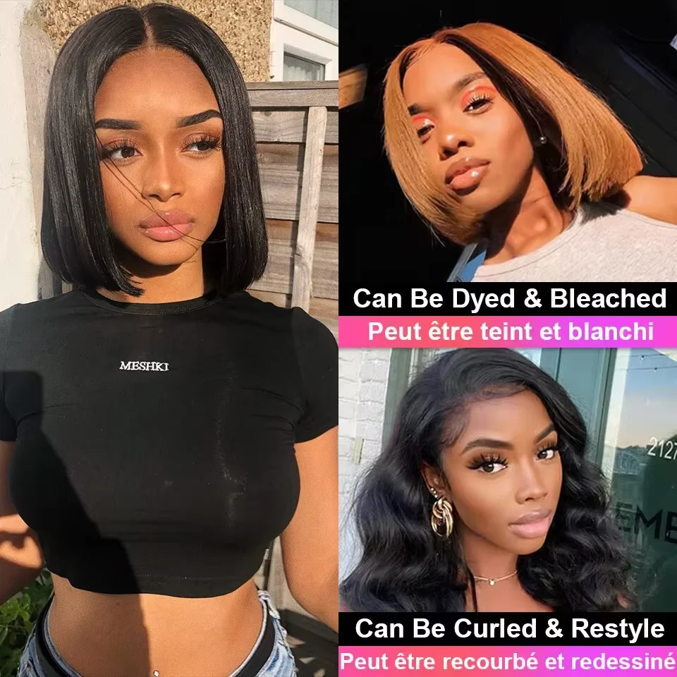 Mamushow Bob Wig straight Lace Front Human Hair Wigs  Short Bob Wig Pre-Plucked Natural Color Human Hair Lace Frontal Wigs