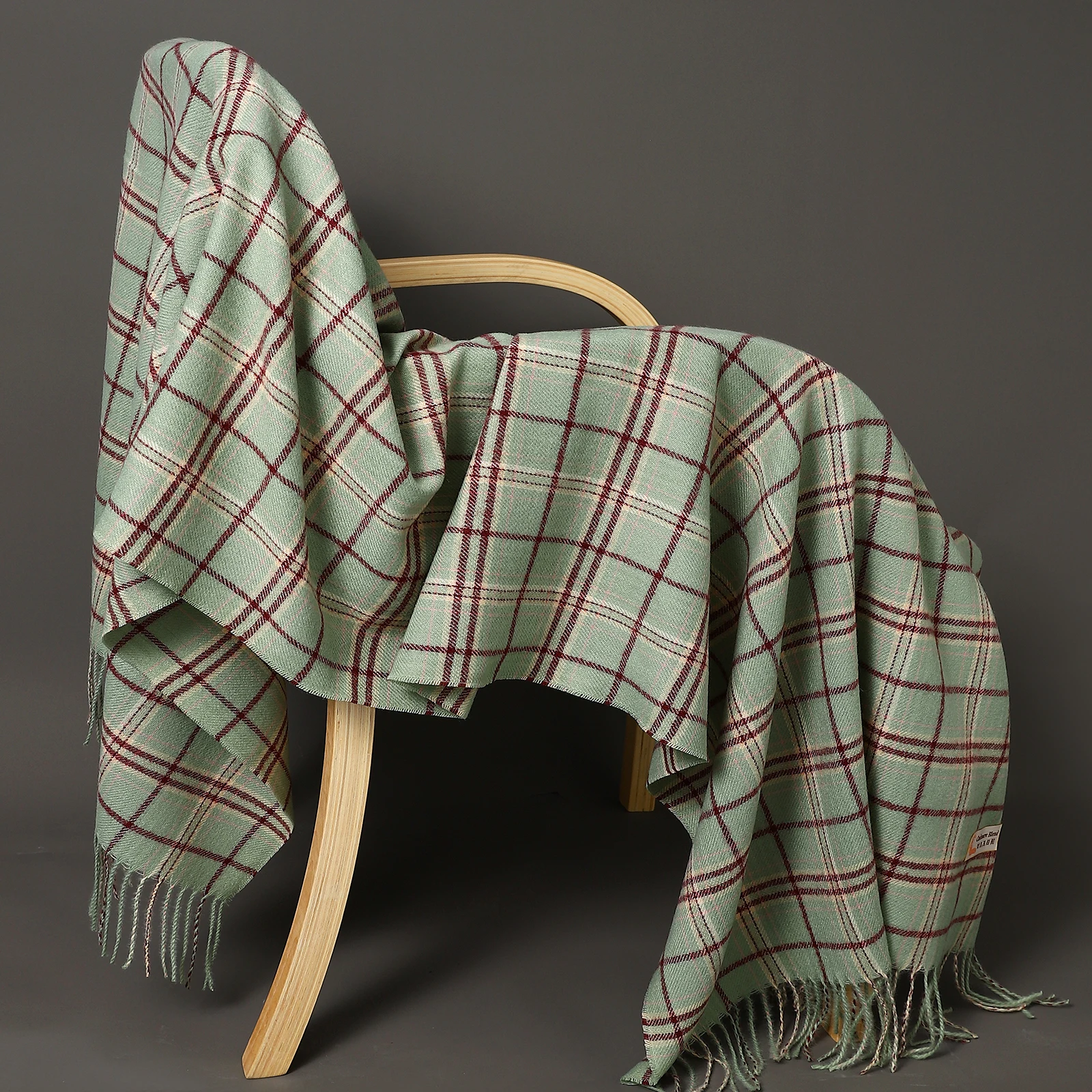 Winter Cashmere Plaid Scarf Female Warm Blanket Foulard Shawls Autumn Men\'s Thick Wrap Scarves Luxury Brand Fringe Large Bandana