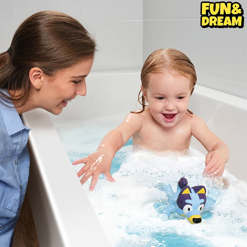 Bluey Family Bathed In The Water And Swam With Toys To Soothe Young Children Bluey Bathroom Toys Children\'S Bath Soothing Toys