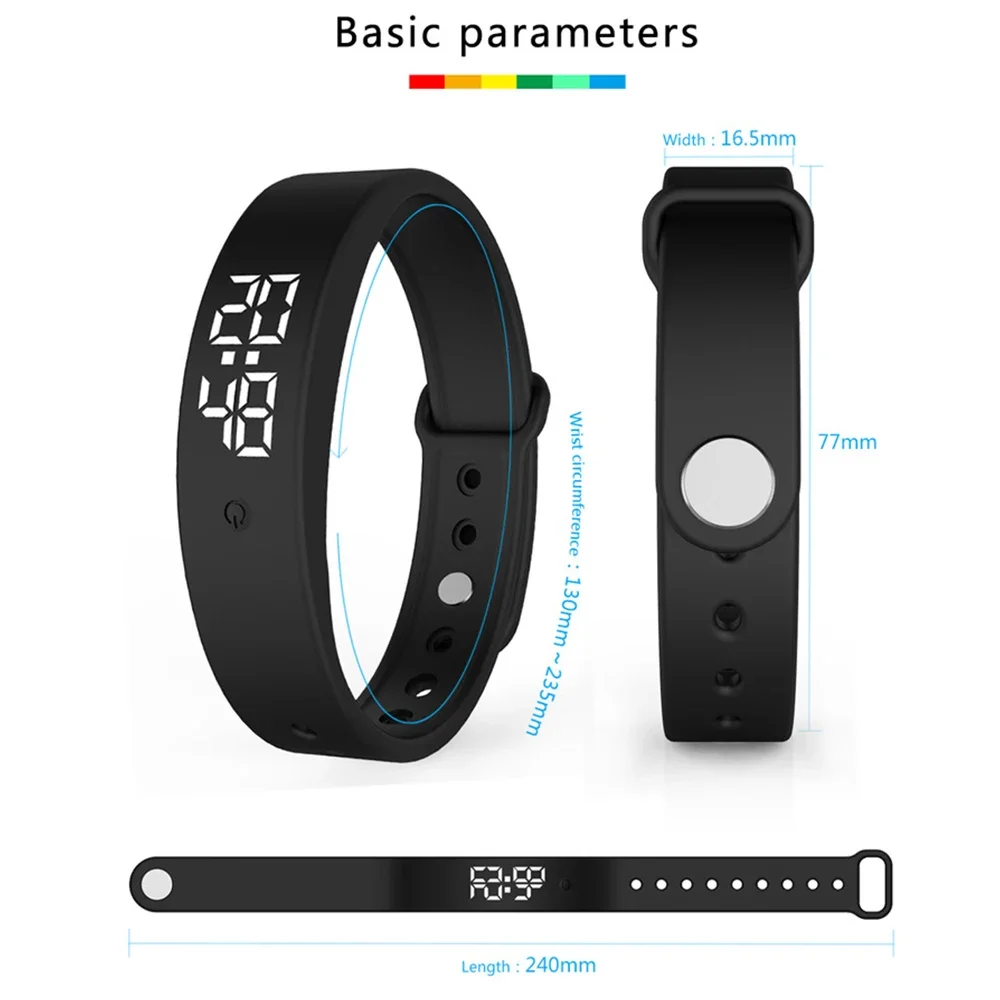 Student LED Digital Smart Bracelet for Monitor Thermometer Vibration Alarm Wristband Smart Bracelet Waterproof Smartband