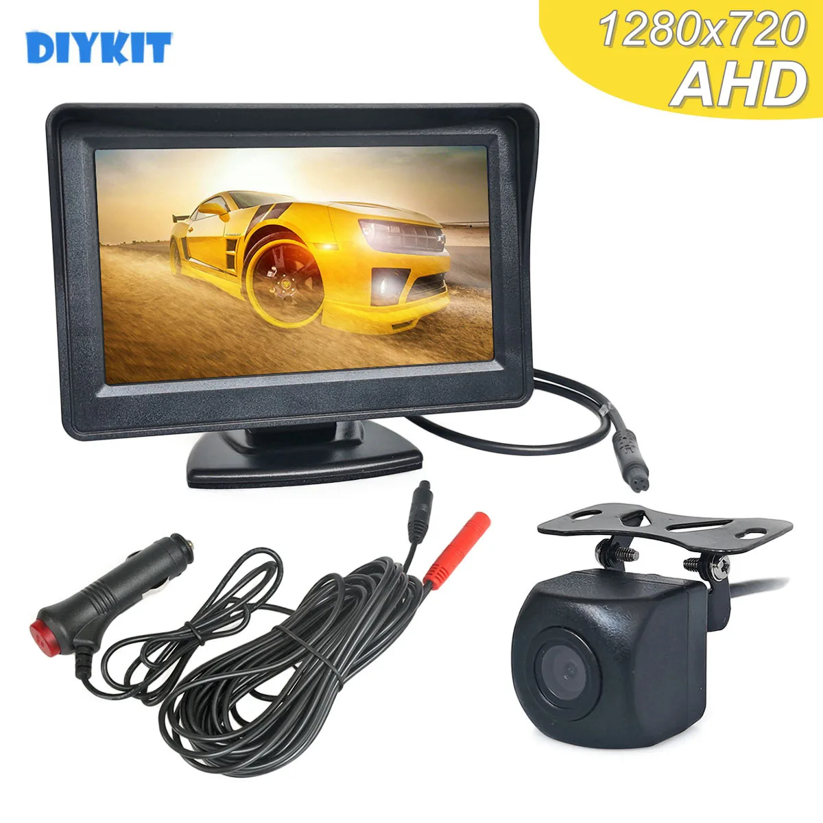 

DIYKIT 4.3inch AHD Rear View Car Monitor 1280*720 Vehicle Reverse Backup Starlight Car Camera Video Parking System Car Charger