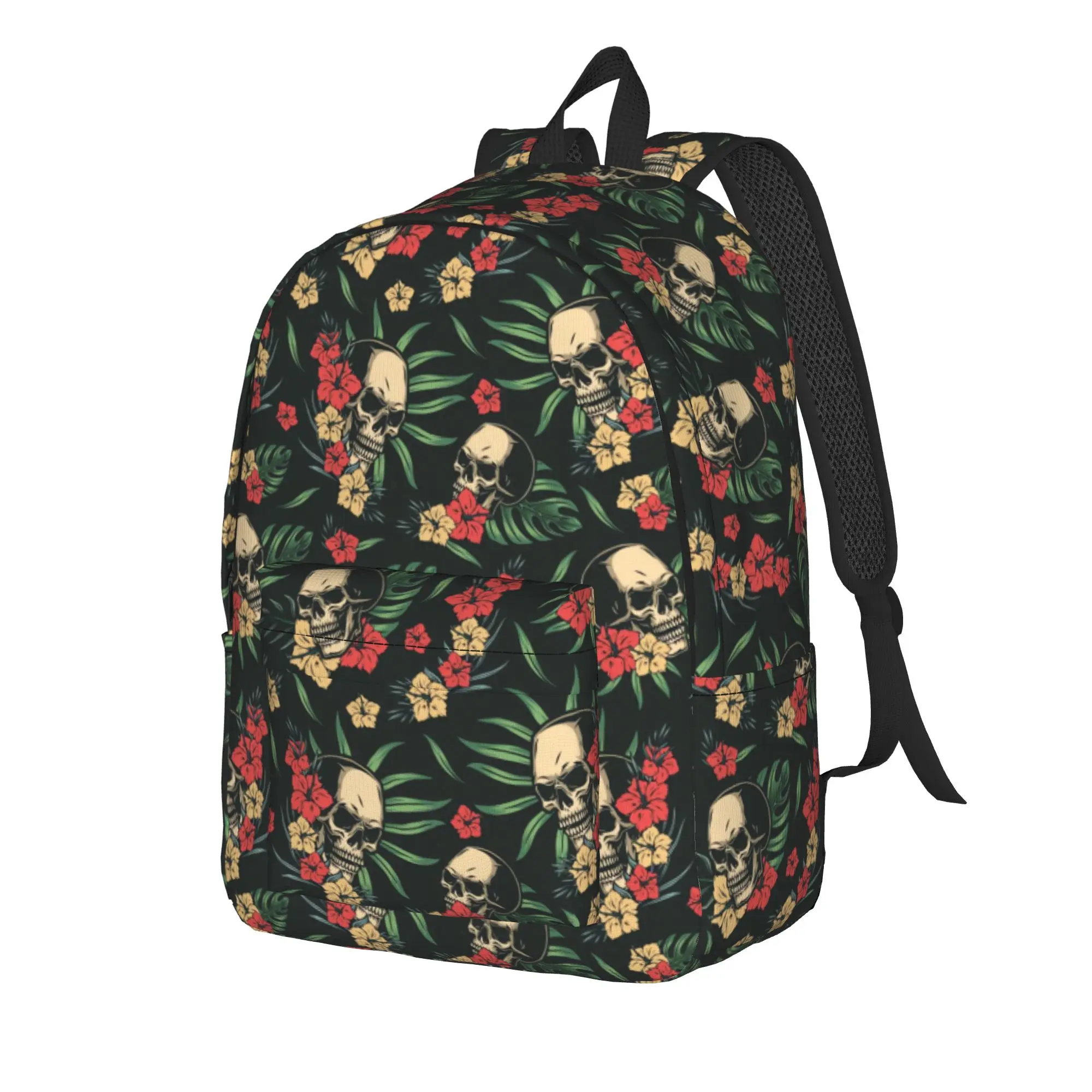 Vintage Tropical Skull    Backpack  Youth Polyester College Backpacks Pattern Kawaii High School Bags Rucksack
