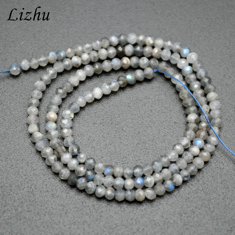 Faceted Natural Labradorite Diamond Cutting 2x3mm Stone Rondelle Loose Beads 5 Strands/lot