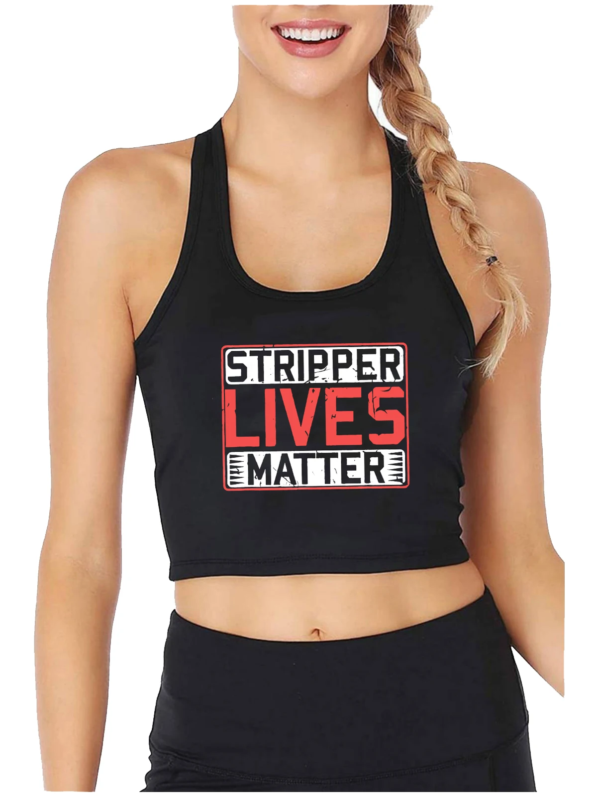 Stripper Lives Matter Design Sexy Slim Fit Crop Top Hotwife Submissive BDSM Tank Tops Women's Customizable Cotton Camisole