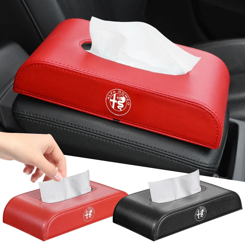 Car Leather Tissue Storage Bag Armrest Box Sun Visor Home Tissue Pack For Alfa Romeo Giulia Giulietta Stelvio Mito Tonale 147