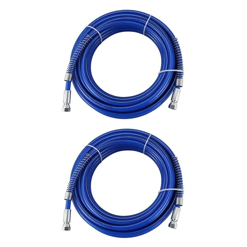 2Pcs 15M Spray Hose Airless Paint Hose 1/4 Inch Airless Sprayer 3600 PSI High Pressure Fiber Pipe