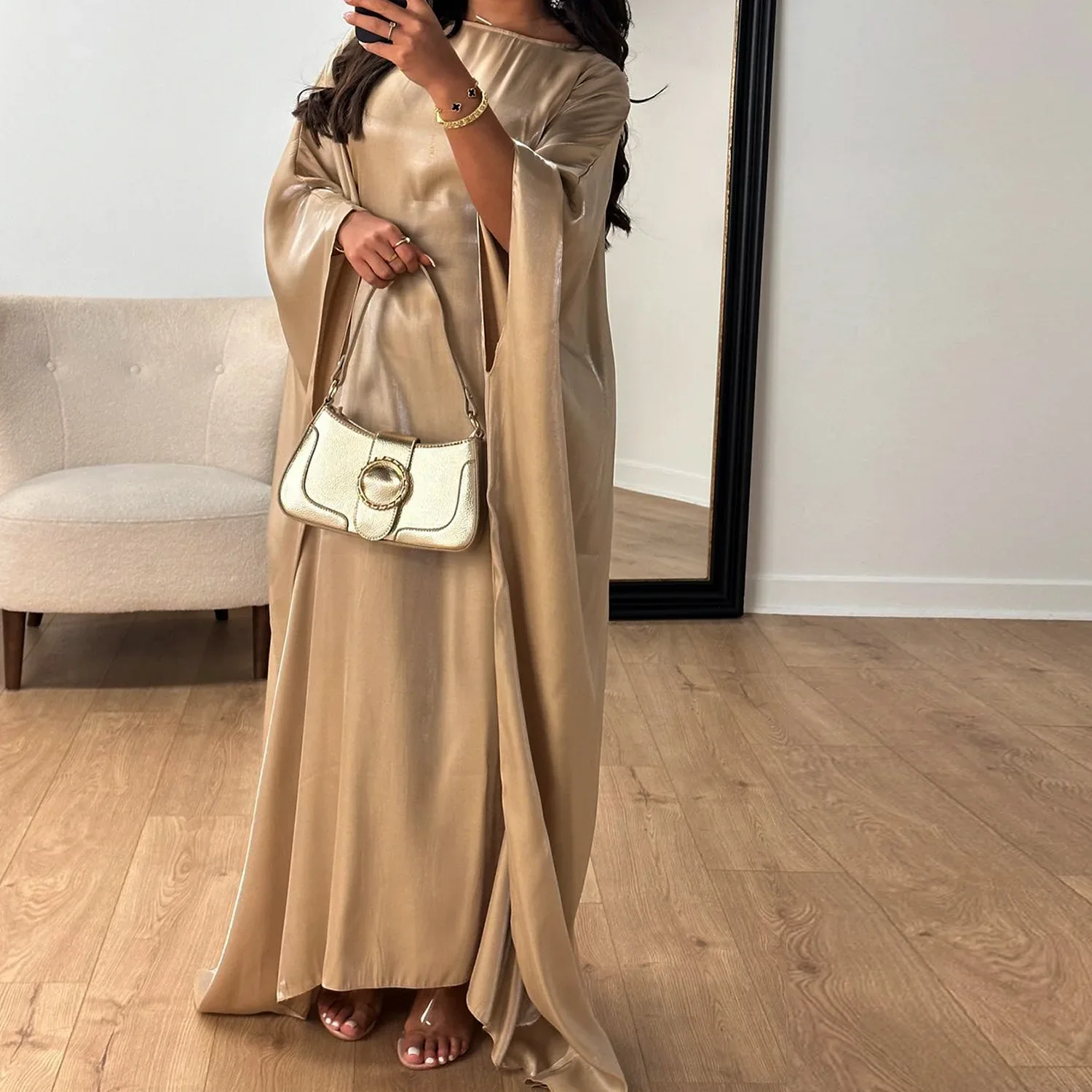 Abaya avec ceinture intérieure papillon pour femmes, robe de soirée musulmane, Abayas unies pour femmes, vêtements islamiques de Dubaï et de