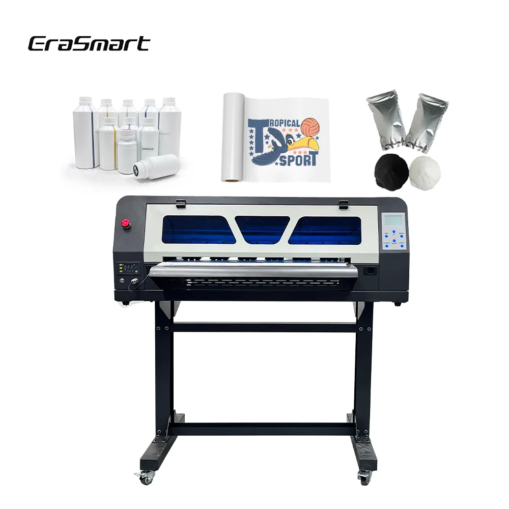 dtf printer 50cm 60cm dtf double xp600 print head with powder shaker machine for t-shirt