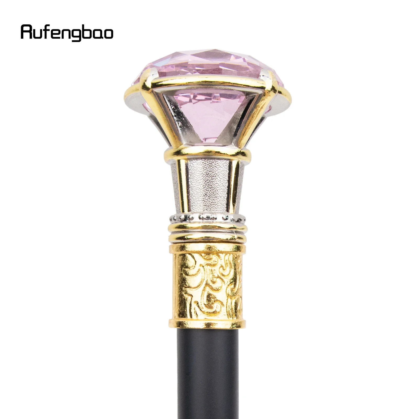 Pink Diamond Type Golden White Walking Cane Fashion Decorative Walking Stick Gentleman Elegant Cosplay Cane Knob Crosier 90cm