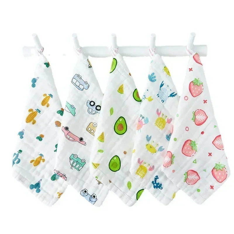 Asciugamano per il viso del bambino 6 strati di cotone morbido asciugamani per bambini fazzoletto da bagno salvietta per l'alimentazione pulire il ruttino mussola 3/4/5 pezzi