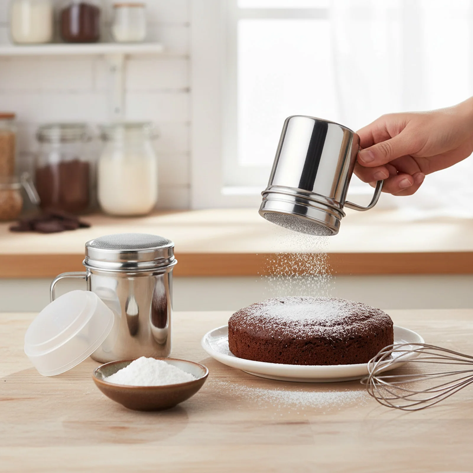 

2pcs Flour Sifters Stainless Steel Powder Sieve For Flour Icing Powder Seasoning Coffee Grounds Kitchen Rust Proof Powder Sieve