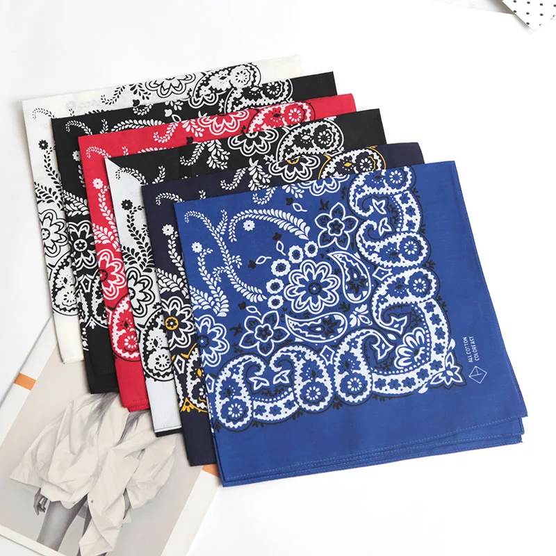 

Black Unisex Men Women Bandana Hairband Mens Biker Sports Headwear Wrist Hairwrap Paisley Head Wrap Square Scarf