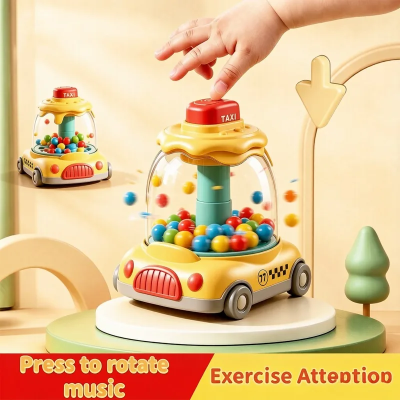Children's Rotational Toys, 4-in-1 Turn Press Slide Play Toy, Baby Hand-Eye Coordination Fine Motor Skills,Early Education Gift