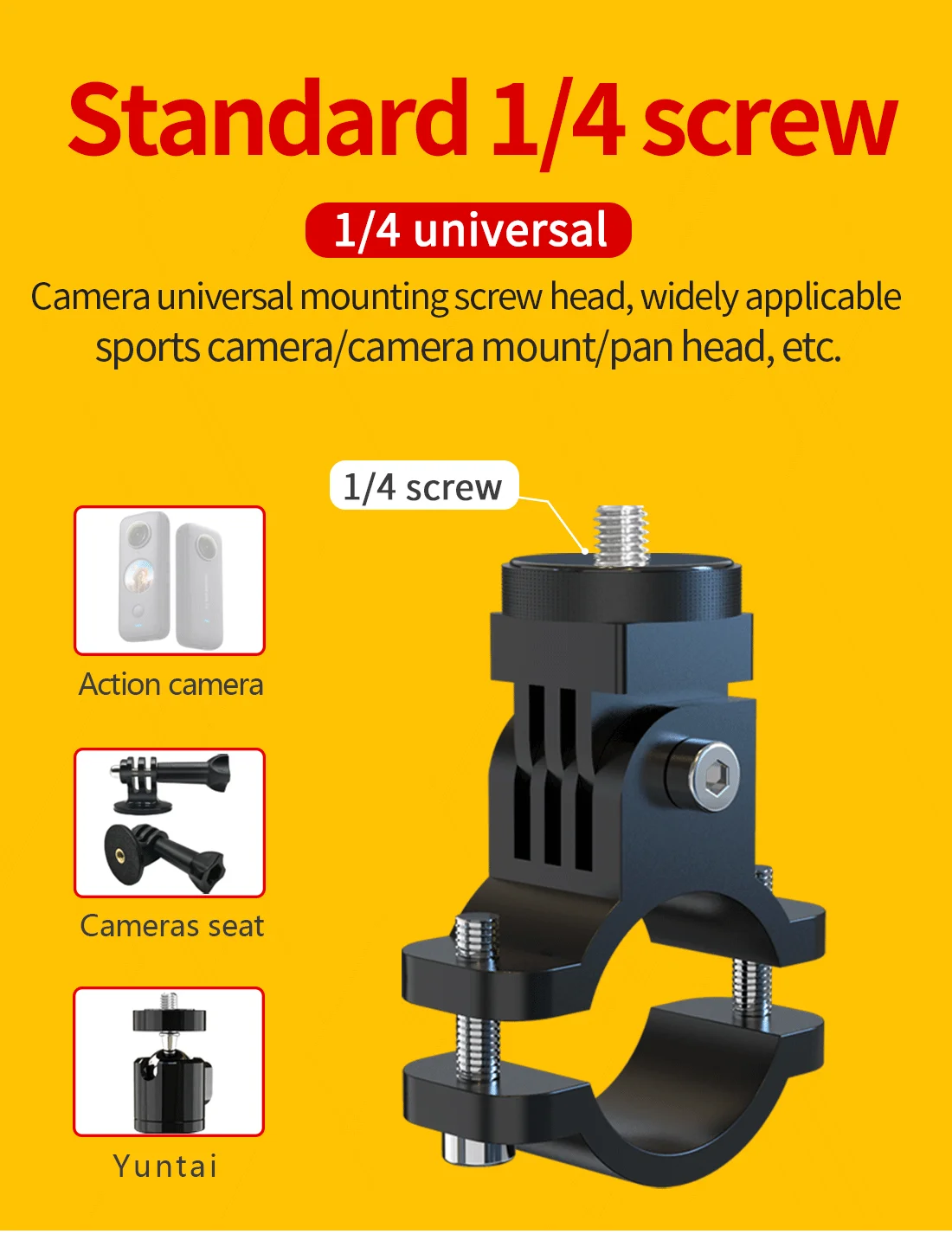 Metall Radfahren Bike Mount Motorrad Lenker Halter 1/4 Schraube für GoPro 10 9 8 für Insta360 ONE X X2 R kamera für DJI Action 2 – Detail 4