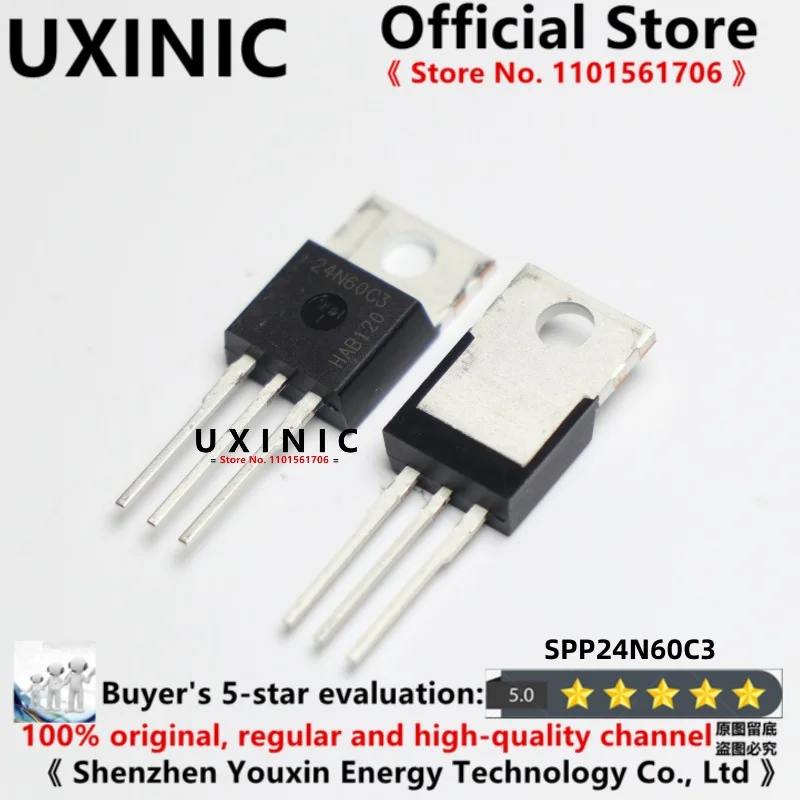 

UXINIC 100% New Imported OriginaI SPP24N60C3 24N60C3 TO-220 Field Effect MOS Tube 600V 24A