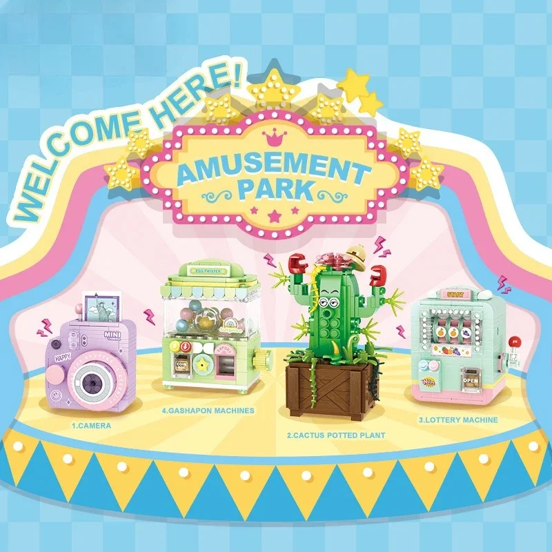 

Парк развлечений, камера, строительные блоки, маленькие кирпичи, образовательная сборка своими руками, игрушка, модель, подарок для детей