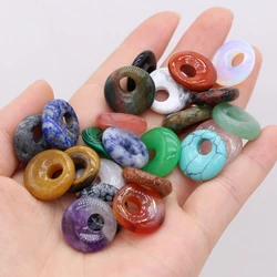 2Pcs Natural Stone Pendants Round Lapis lazuli BIg Hole India Agates Charms for Jewelry Necklace Earring Accessories 18mm