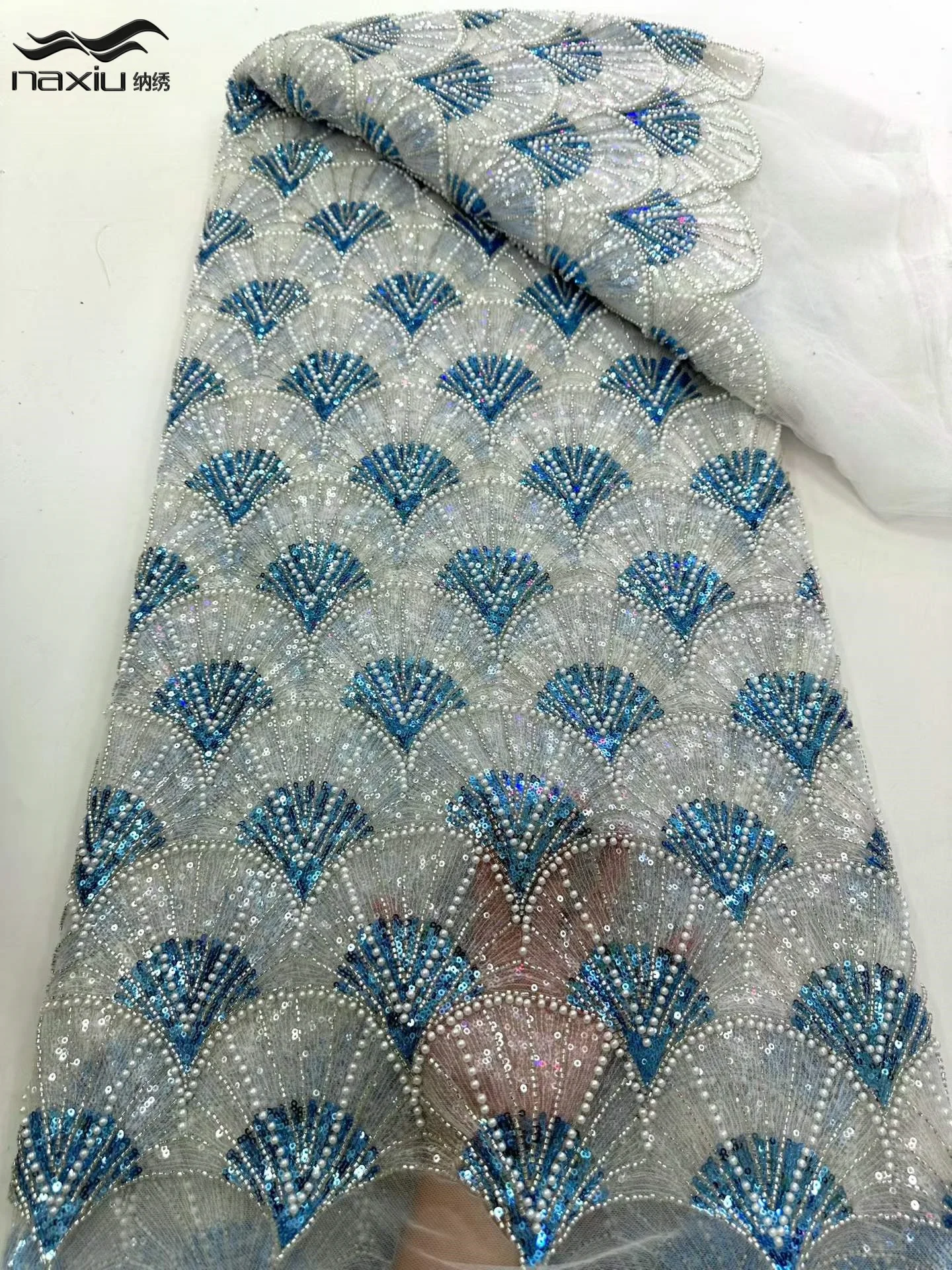 

Madison Luxury Sequins Lace Fabric Nigerian Lace Fabric 2026 High Quality Lace Beaded Lace Fabric For Wedding Dress