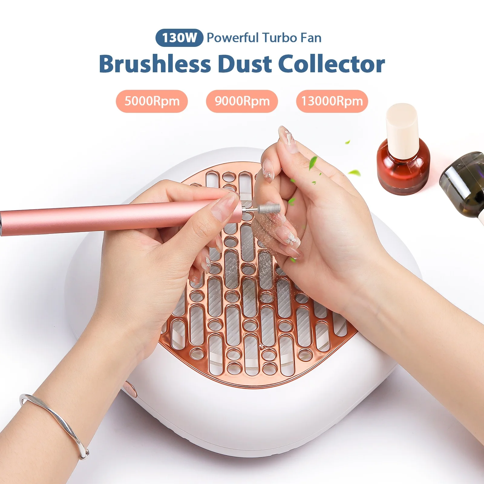 

Powerful Nail Dust Extractor Super Suction Brushless Nail Dust Collector Nail Art Manicure Fan Vacuum Cleaner With 2 Filter