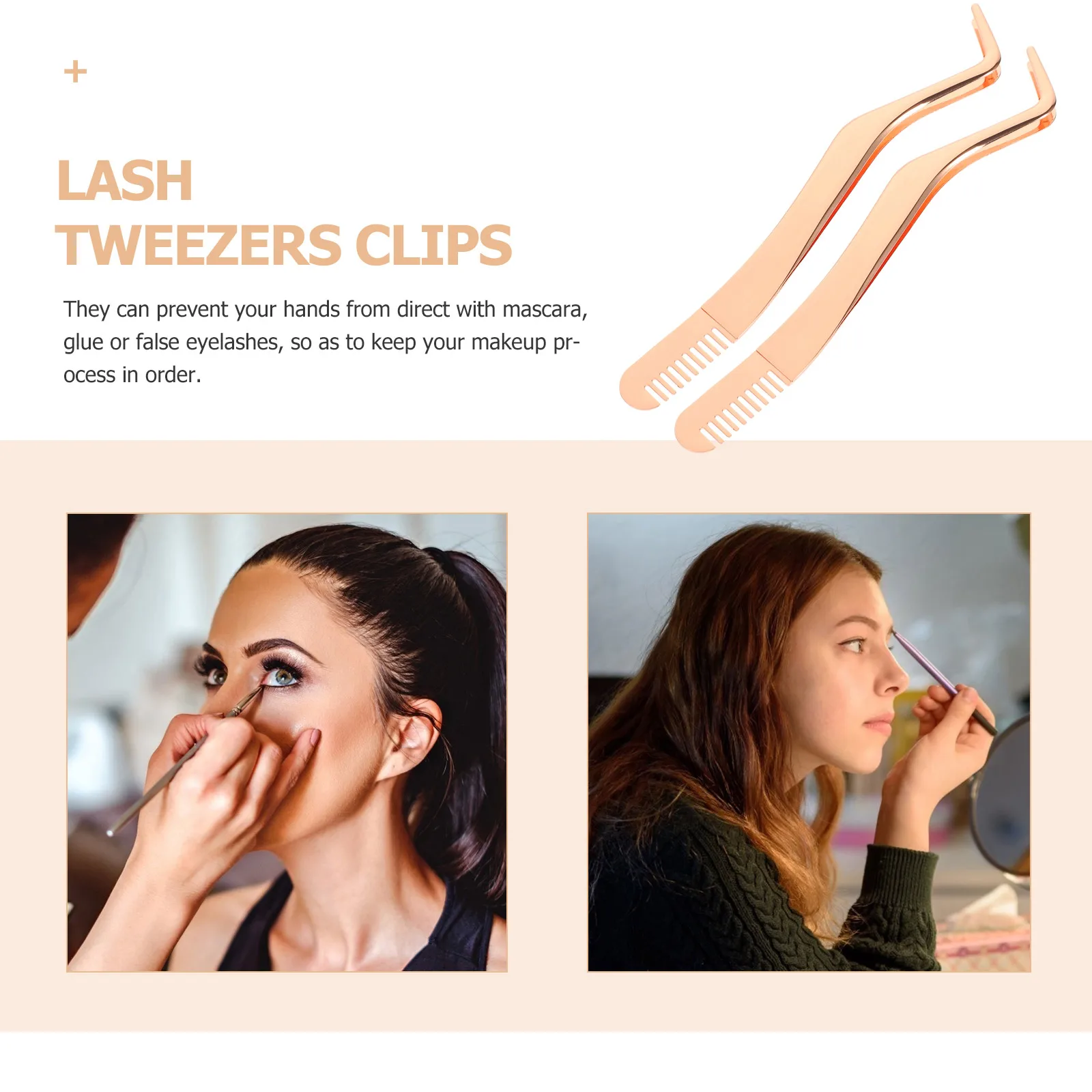 2Pcs Eyelash Tweezer Comb Stainless Steel 2 in 1 Lash Applicator Tool for Extensions Beginners Women Ergonomic Design Portable