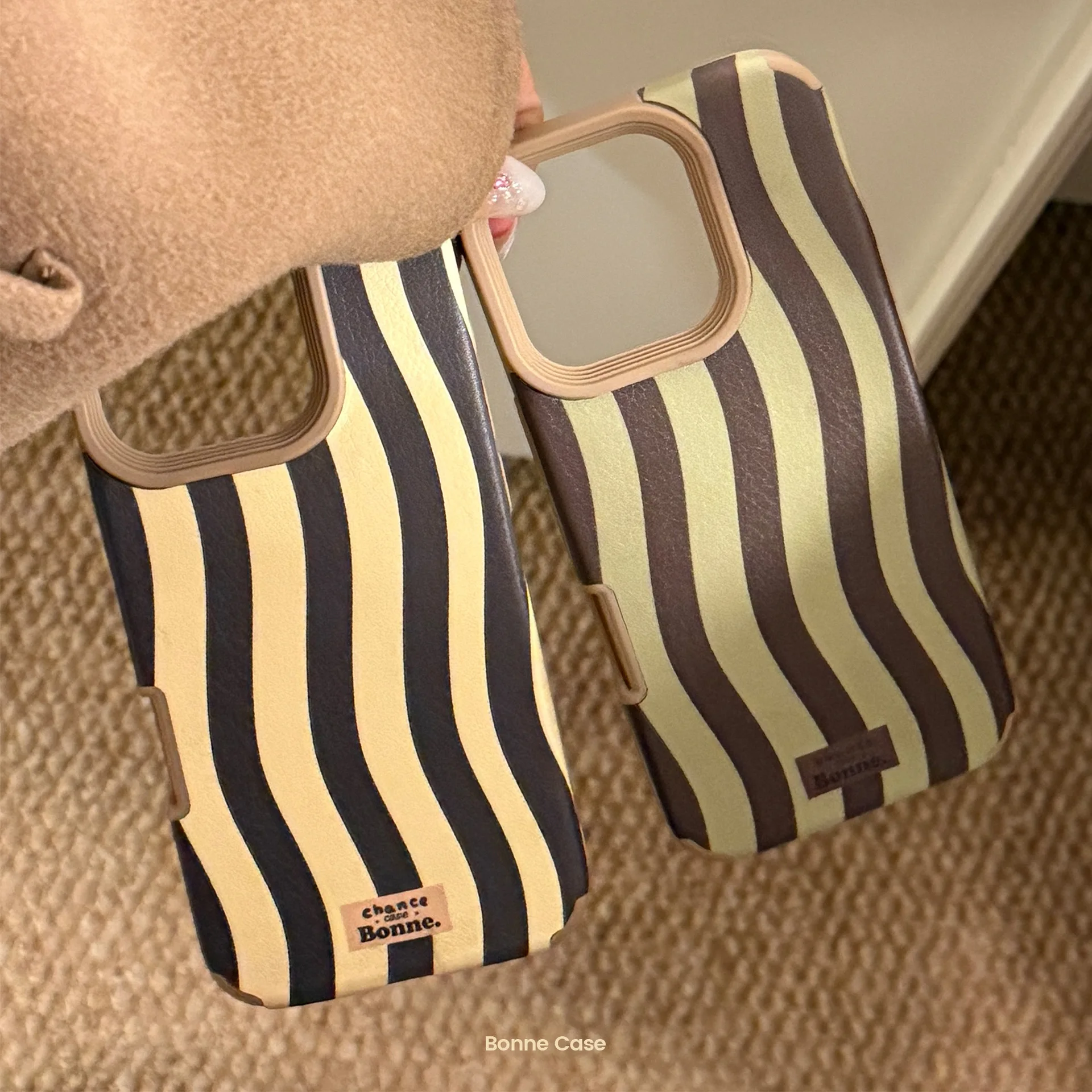 خمر متموجة مخطط الجلود الملمس جراب هاتف آيفون 17 الهواء 16 15 14 13 12 11 برو ماكس زائد للصدمات الغطاء الواقي ﻿