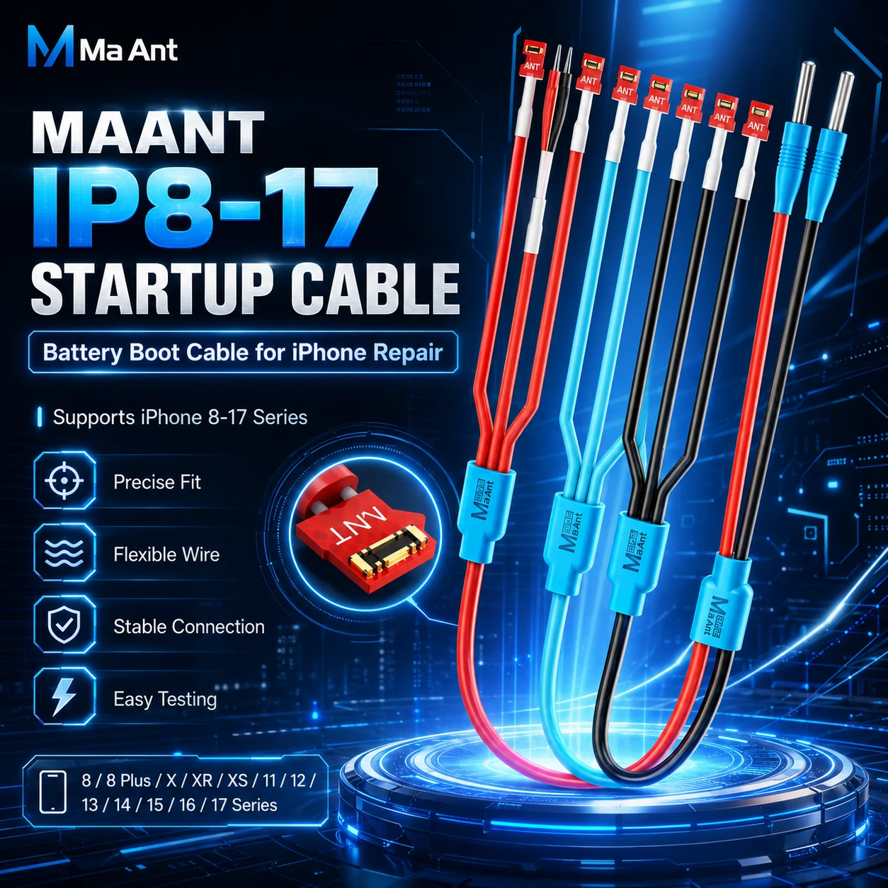 

MaAnt PY-1 PRO Startup Cable Flexible Battery Boot DC Power Test Cable for iPhone 8-17 Pro Max Motherboard Repair Tool