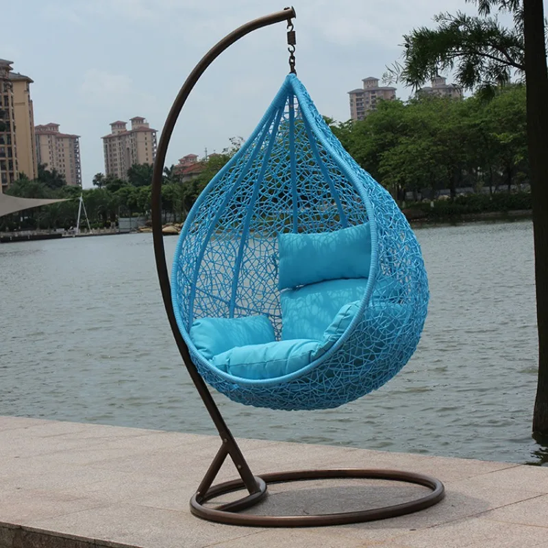 High Quality Modern furniture patio rattan swing chair hanging egg chair with metal bracket Sofa Rattan Hang Basket