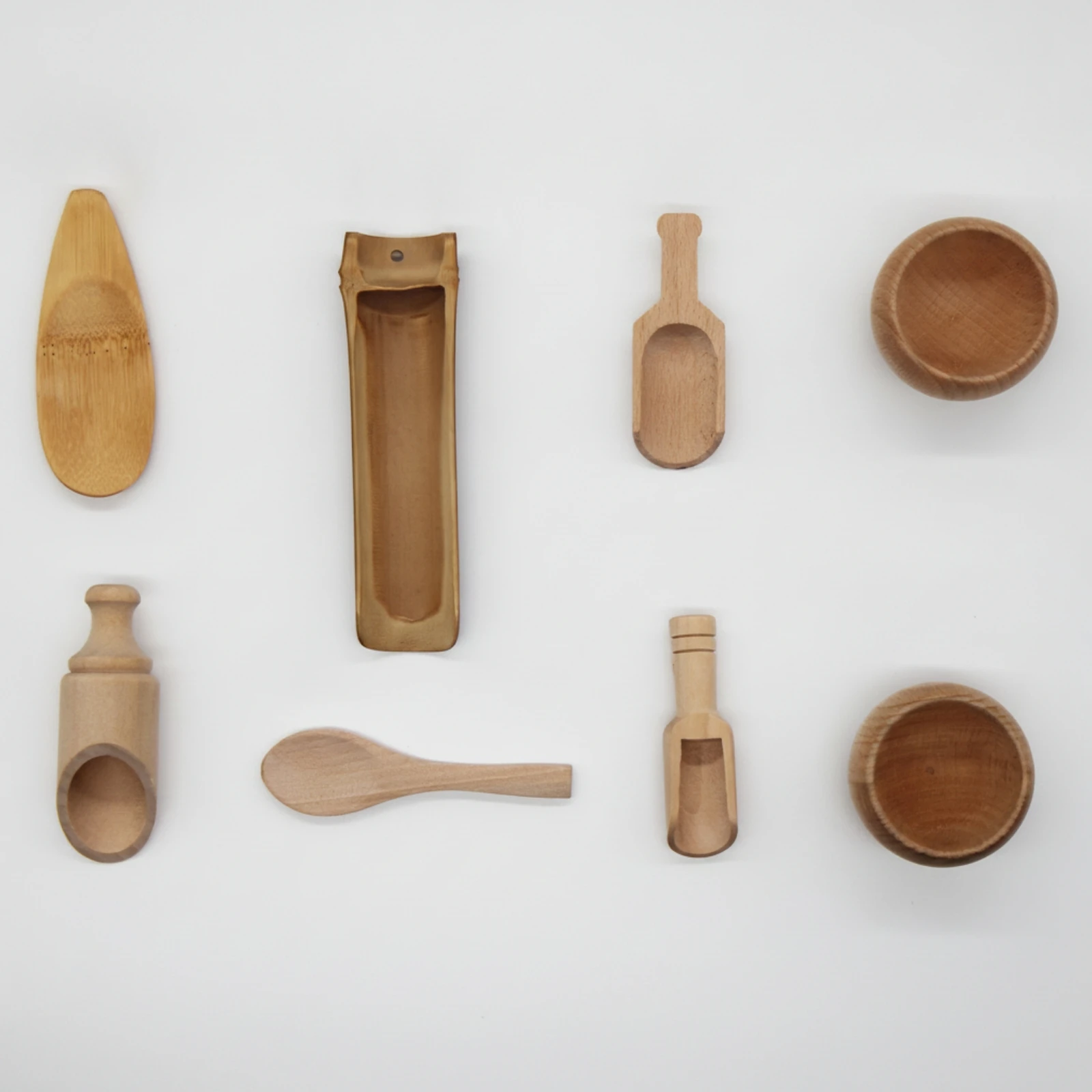 6 Pieces Wooden Sensory Spoon with Shaped Handle Tactile Sensory Learning Spoon Tool Play Tools Natural Wood Toy Set Child-Sized