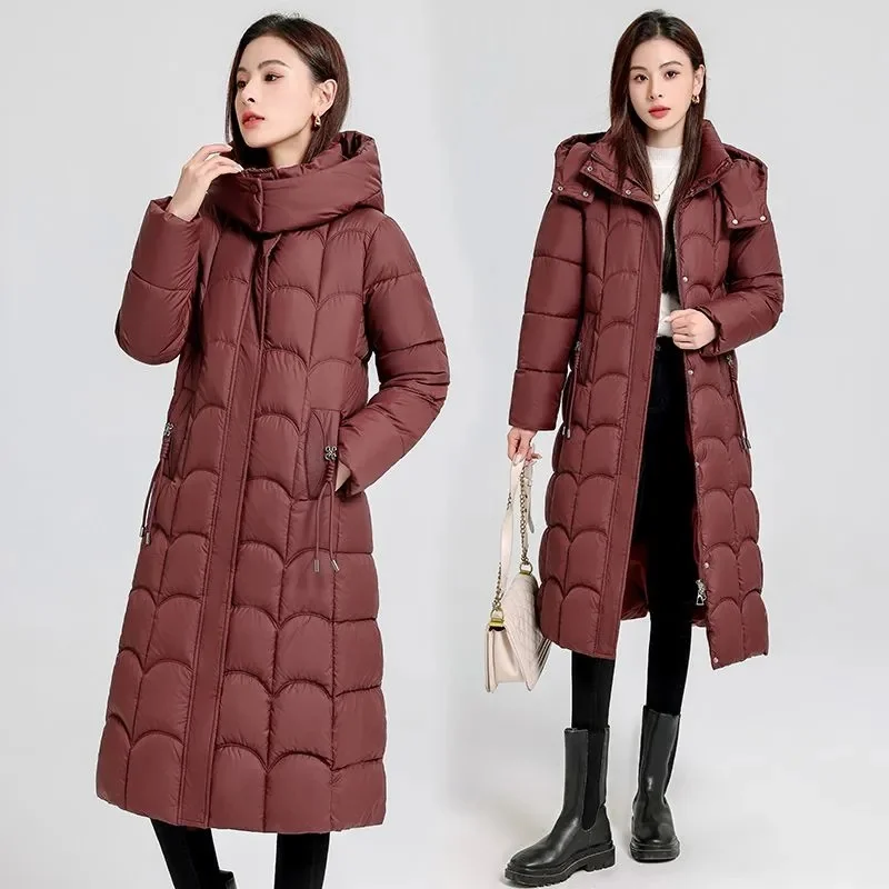 2024 New Winter Women Parka Hooded Jackets Thicken Warm Cotton-padded Puffer Coats Casual Long Parkas Clothes Loose Outerwear