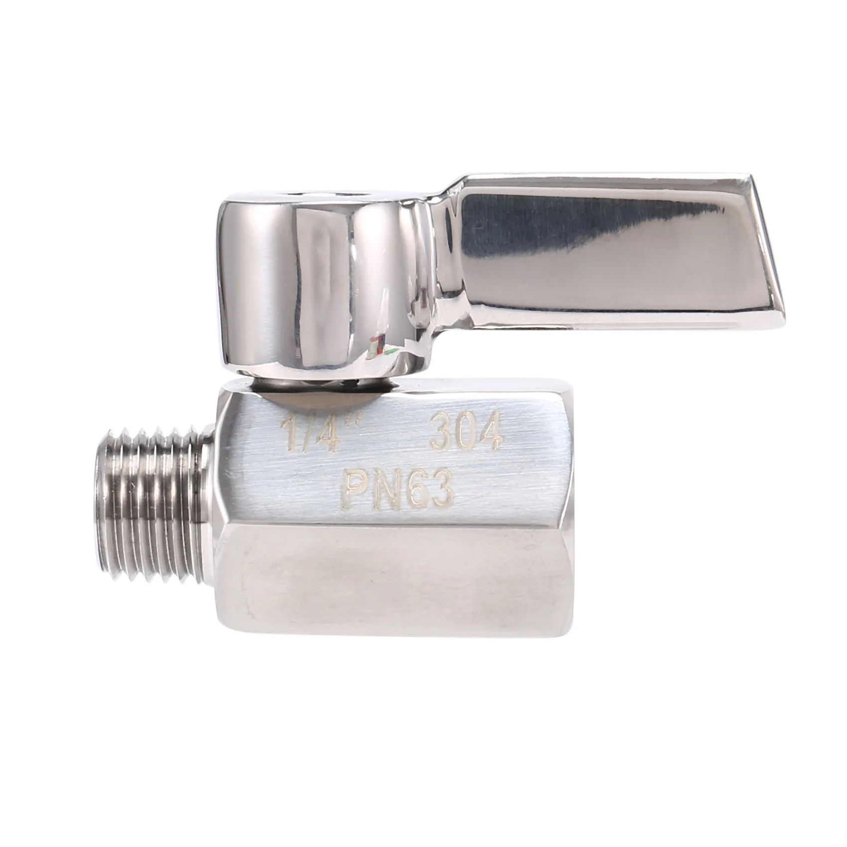 AA83 1/4inch 304 Stainless Steel Mini Ball Valve,Female NPT X Male NPT Thread, Shut-Off Valve