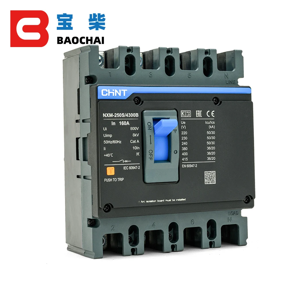 Brand new original CHiNT NXM 125A 160A 250A 400A 630A MCCB Molded Case Circuit Breaker Air Switch 3P 4P NM1 NXM-125S/3300