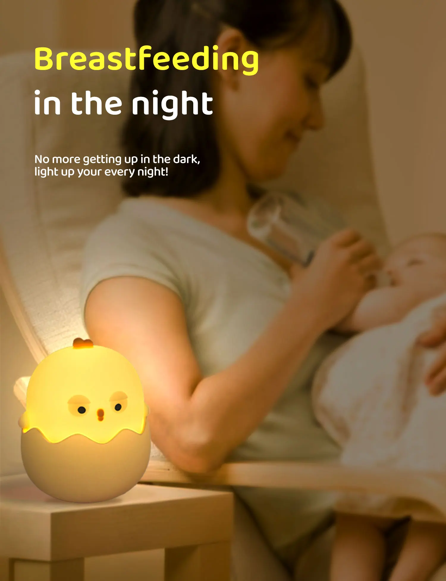 Night Lights Eggshell Chicken Silicone LED Light Children's Bedroom Decorate 7 Color Touch Adjustable Nightlight Indoor Lighting