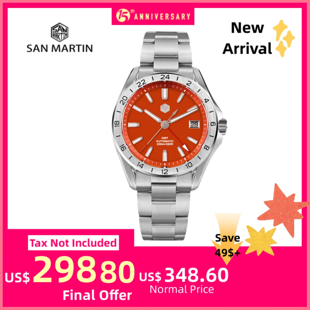 

San Martin Men's Watch Mechanical 39mm Agate Jade Gemstone Dial NH34 Automatical Timepieces Luxury Sapphire BGW-X1 SN0129B-1
