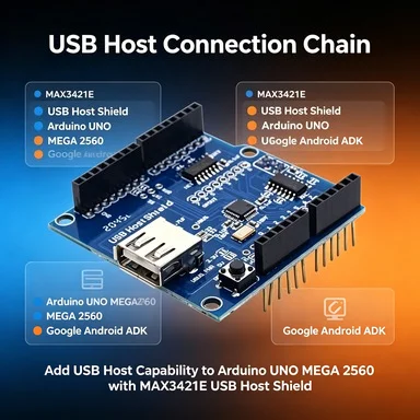 USB Host Shield 2.0 MAX3421E ADK for Arduino UNO/Mega, Supports Keyboard/Mouse/Gamepad