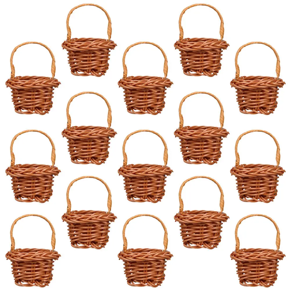 

15Pcs Miniature Plastic Flower Basket Realistic Woven Texture Basket for Photo Styling Home Decor Micro Landscape Accessories